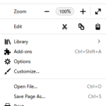 英語表示されたメニュー